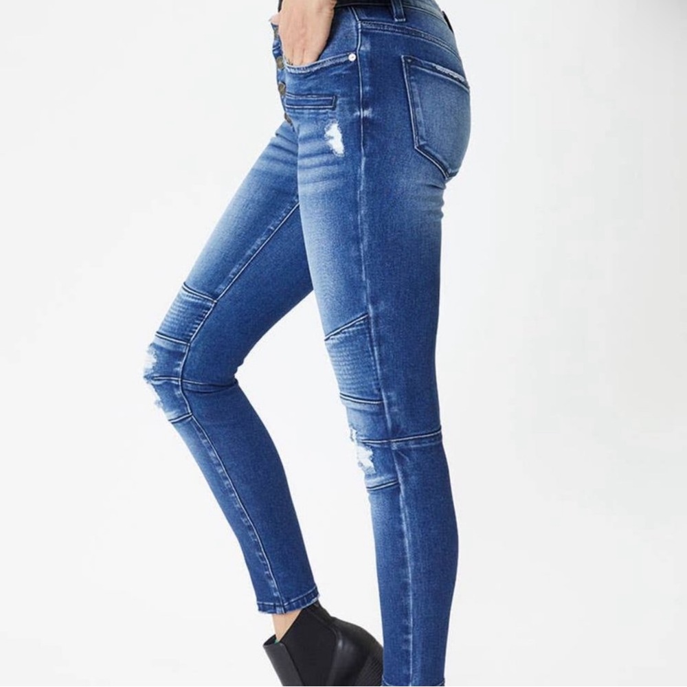 KanCan Motto High-Rise Button Down Fly Distressed Skinny Jeans Women’s Sizes NWT - Picture 4 of 16